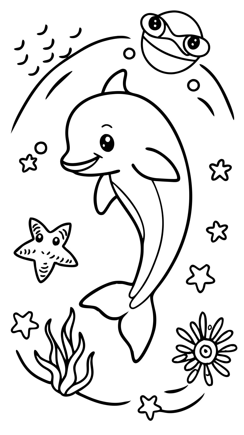 coloring pages of cute dolphins